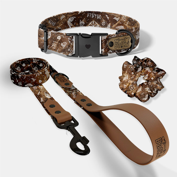 Set pre psa a paničku - obojok, vôdzka a scrunchie