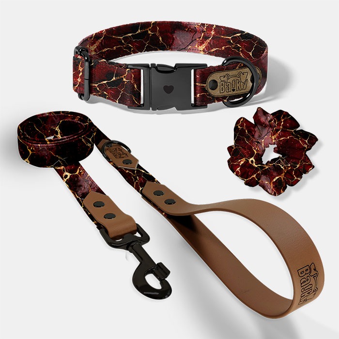 Set pre psa a paničku - obojok, vôdzka a scrunchie