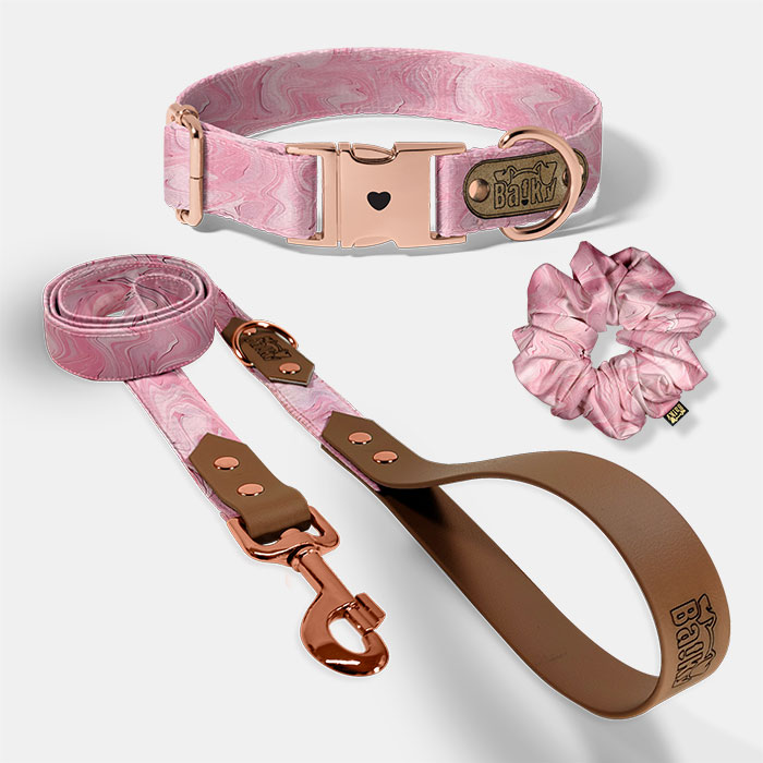 Set pre psa a paničku - obojok, vôdzka a scrunchie