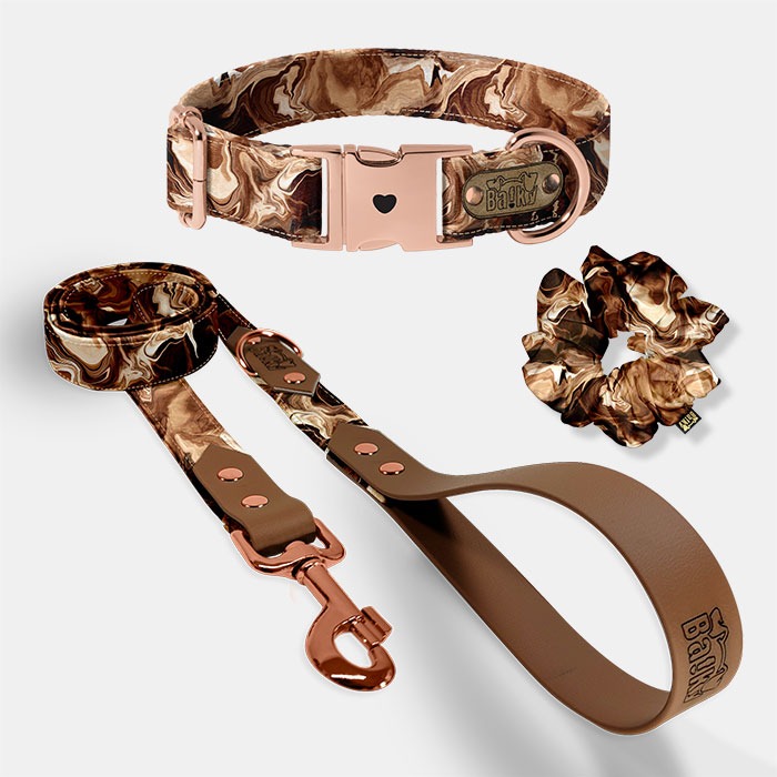 Set pre psa a paničku - obojok, vôdzka a scrunchie