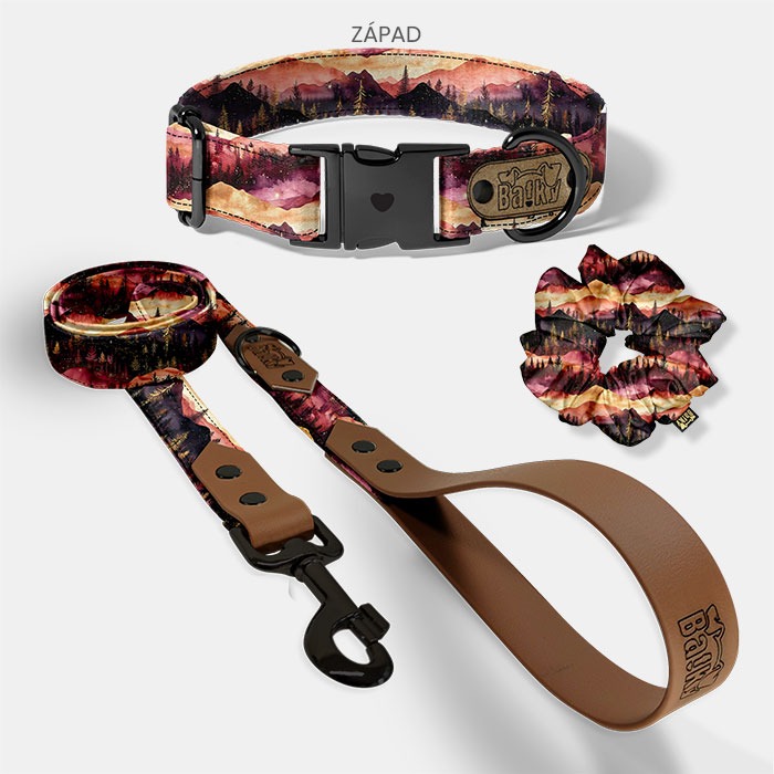 Set pre psa a paničku - obojok, vôdzka a scrunchie