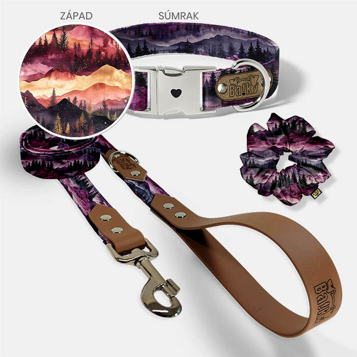 Set pre psa a paničku - obojok, vôdzka a scrunchie