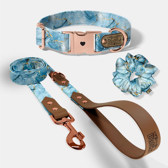 Set pre psa a paničku - obojok, vôdzka a scrunchie