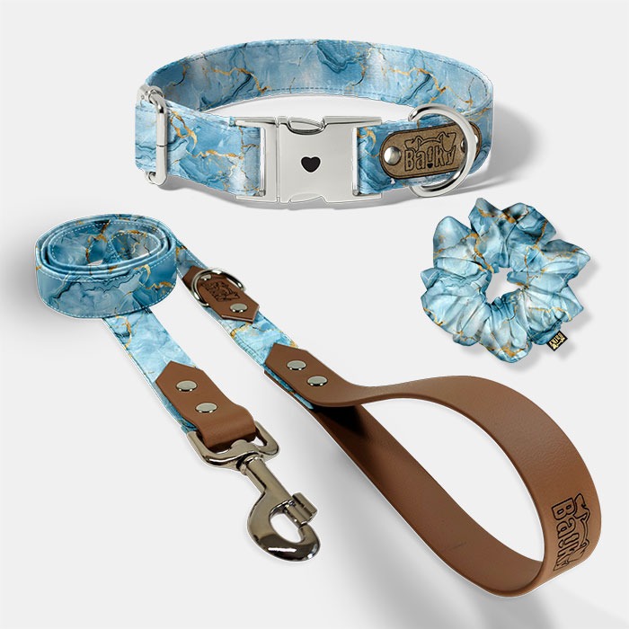 Set pre psa a paničku - obojok, vôdzka a scrunchie