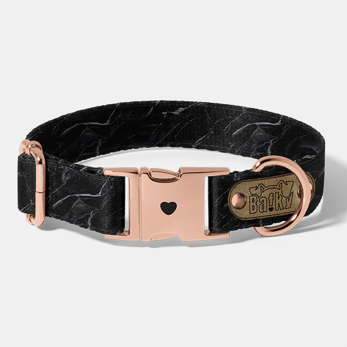 obojok pre psa s kovovým trojzubcom vôdzka, vodítko, čierny mramor blackout black marble