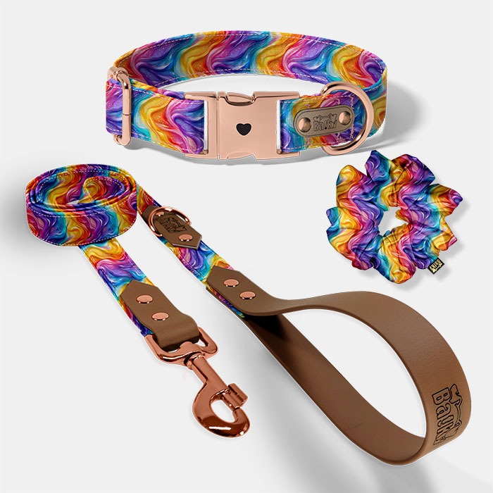 Set pre psa a paničku - obojok, vôdzka a scrunchie