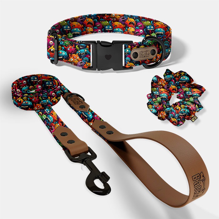 Set pre psa a paničku - obojok, vôdzka a scrunchie