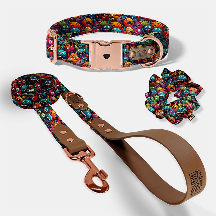 Set pre psa a paničku - obojok, vôdzka a scrunchie